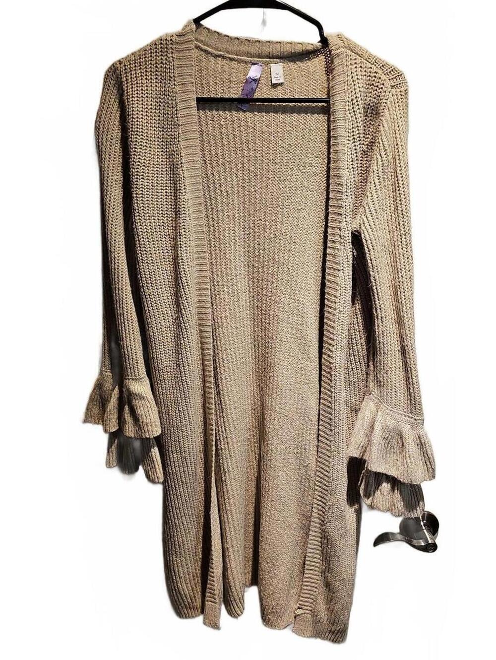 Alya open sweater Duster with ruffle sleeves size M